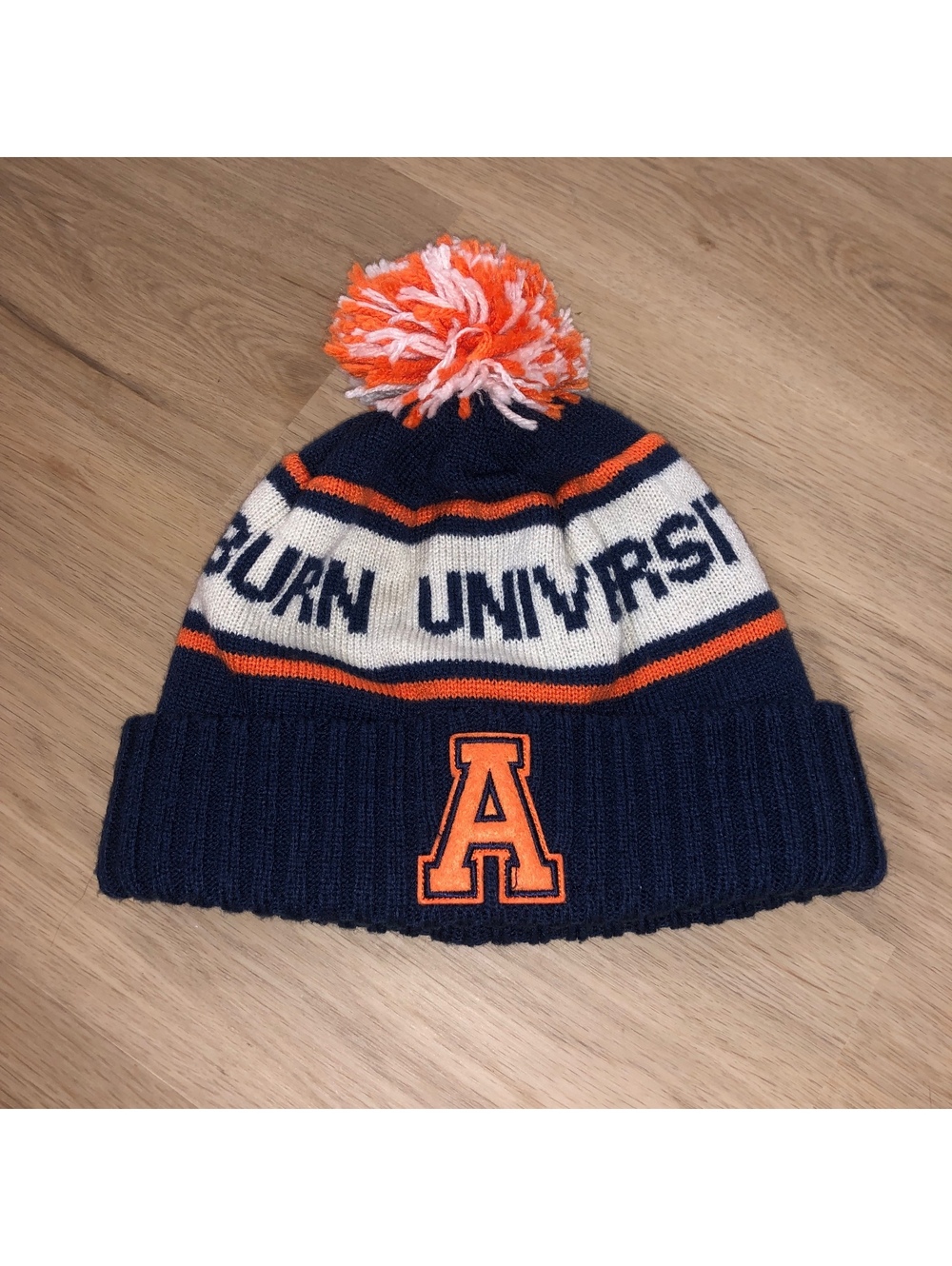 VINTAGE ADIDAS AUBURN UNIVERSITY TIGERS KNIT BEANIE POM POM WINTER HAT ADULT